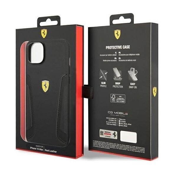 Ferrari Etui Ferrari do iPhone 14 Plus 6,7" czarny/black hardcase Leather Stamp Sides