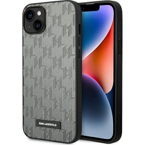 Karl Lagerfeld Etui Karl Lagerfeld do iPhone 14 6,1" hardcase szary/grey Saffiano Mono Metal Logo