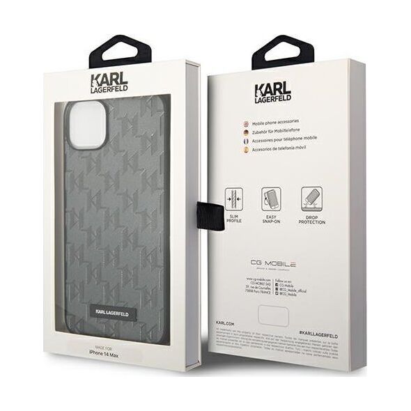 Karl Lagerfeld Etui Karl Lagerfeld do iPhone 14 6,1" hardcase szary/grey Saffiano Mono Metal Logo