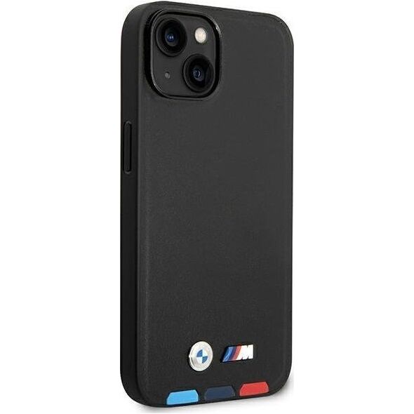 BMW Etui BMW do iPhone 14 6,1" czarny/black Leather Stamp Tricolor Magsafe