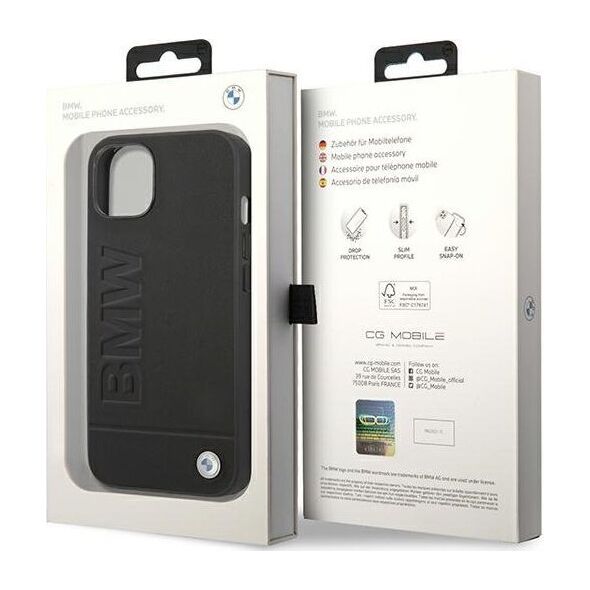 BMW Etui BMW do iPhone 14 Plus 6,7" czarny/black Leather Stamp