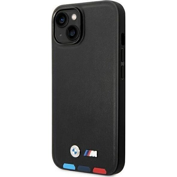 BMW Etui BMW do iPhone 14 Plus 6,7" czarny/black Leather Stamp Tricolor Magsafe