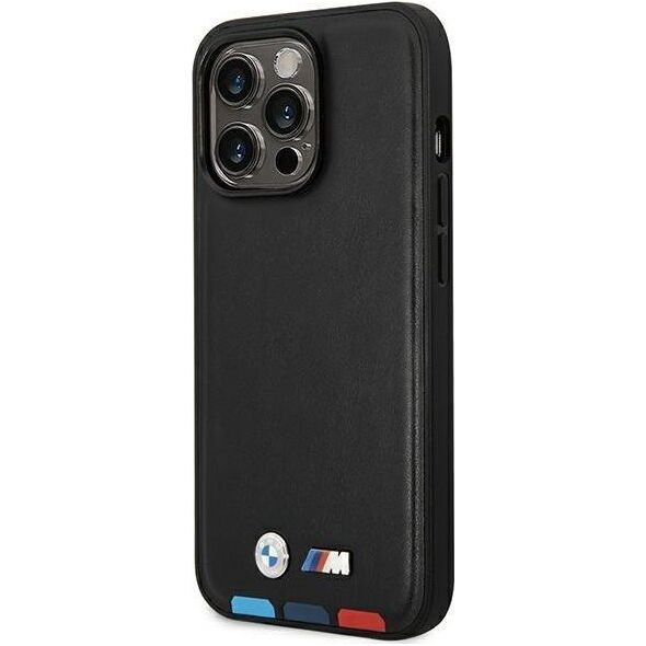 BMW Etui BMW do iPhone 14 Pro 6,1" czarny/black Leather Stamp Tricolor Magsafe