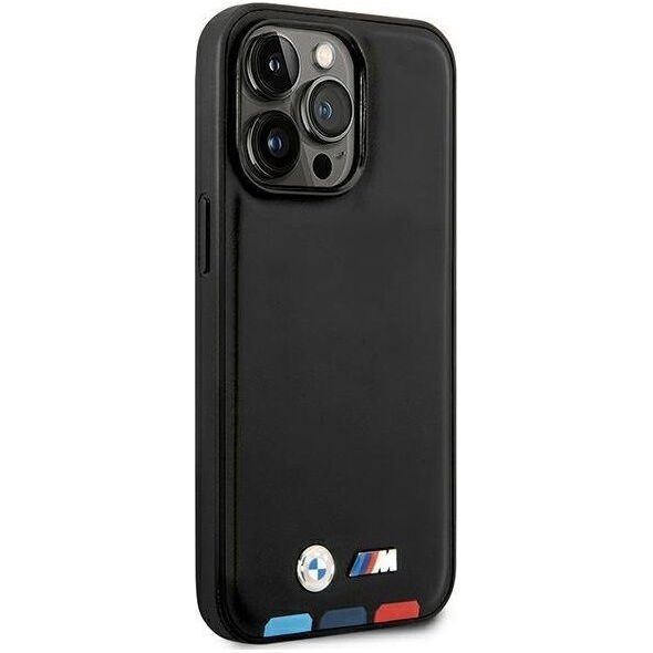 BMW Etui BMW do iPhone 14 Pro 6,1" czarny/black Leather Stamp Tricolor Magsafe