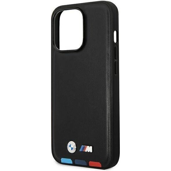 BMW Etui BMW do iPhone 14 Pro 6,1" czarny/black Leather Stamp Tricolor Magsafe