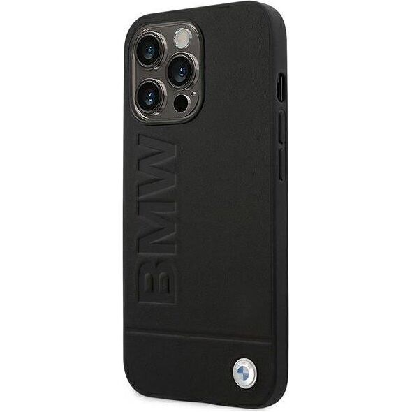 BMW Etui BMW do iPhone 14 Pro Max 6,7" czarny/black Leather Stamp