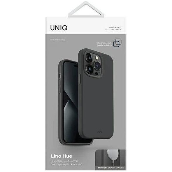 Uniq UNIQ etui Lino Hue do iPhone 14 Plus 6,7" Magclick Charging szary/charcoal grey
