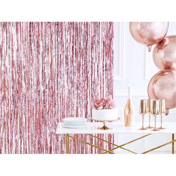 PartyDeco Kurtyna Party Zasłona różowe złoto Ścianka 90x250