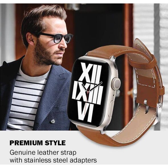 Crong Crong Noble Band - Pasek z naturalnej skóry do Apple Watch 42/44/45/49 mm (Mokka)