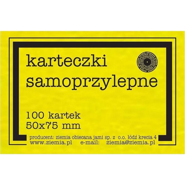 Ziemia Obiecana Karteczki samoprzylepne Fluo 50x75mm 100K żółte