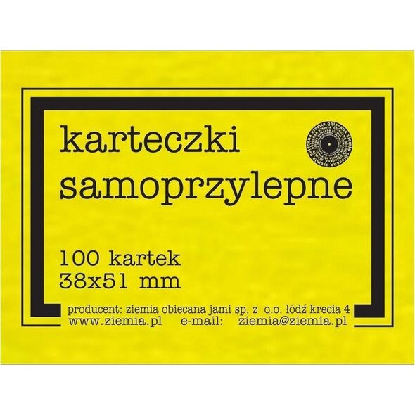 Ziemia Obiecana Karteczki samoprzylepne Fluo 38x51mm 100K żółte