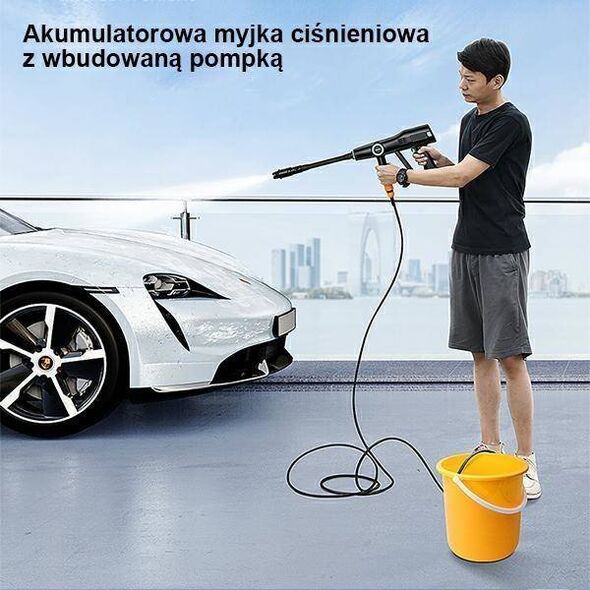 Myjka ciśnieniowa Usams Myjka ciśnieniowa USAMS 5000 mAh + wąż ogrodowy 5m czarny/black US-ZB252