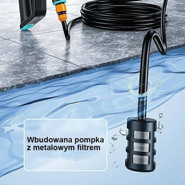 Myjka ciśnieniowa Usams Myjka ciśnieniowa USAMS 5000 mAh + wąż ogrodowy 5m czarny/black US-ZB252