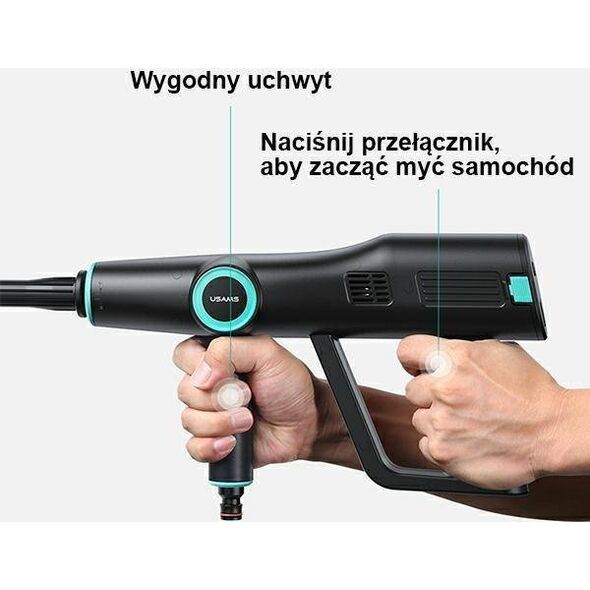 Myjka ciśnieniowa Usams Myjka ciśnieniowa USAMS 5000 mAh + wąż ogrodowy 5m czarny/black US-ZB252