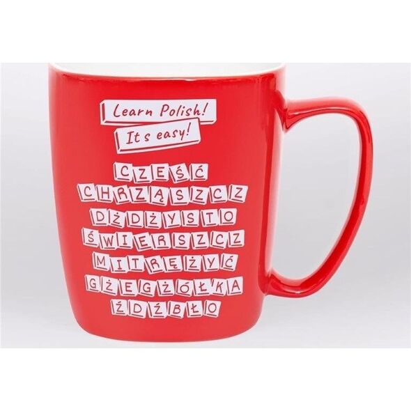 Nadwyraz.com Kubek ceramiczny czerwony Learn Polish! It's easy (505160) - 5901005004442