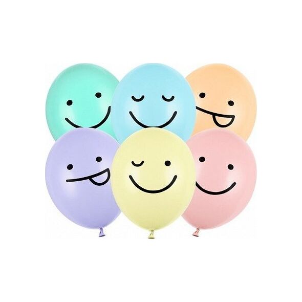 PartyDeco Balony lateksowe zabawna buźka pastelowe 50szt