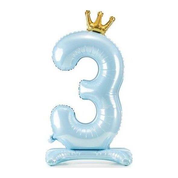 PartyDeco Stojący balon foliowy 3 84cm błękitny