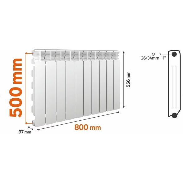 FONDITAL IT Grzejnik aluminiowy EXCLUSIVO D3 500/100 (opak 10 żeberek)