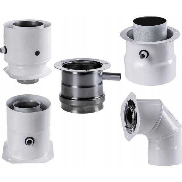 SpiroFlex 60/100-80/125 adapter S z odskraplaczem białyADAPTER PROSTY Z ODSKR. DUVAL