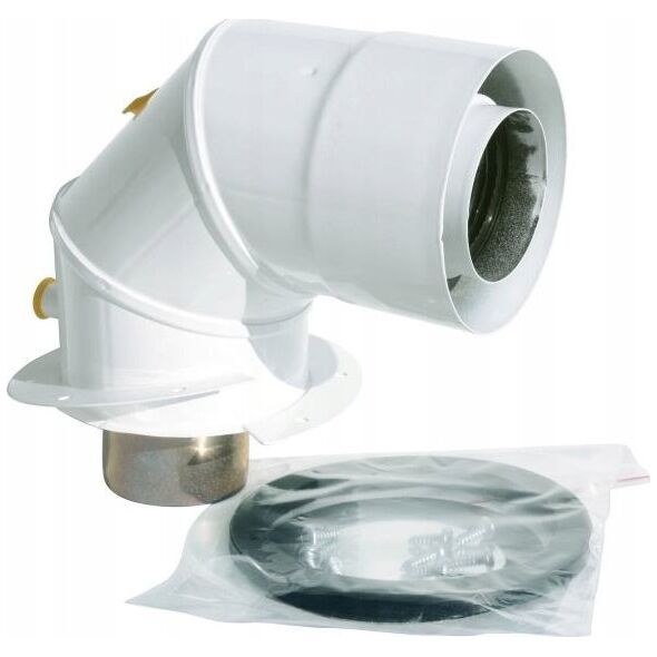 SpiroFlex Adapter F kolanowy 60/100-80/125 z króćcami biały