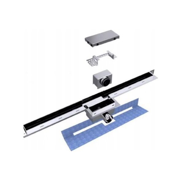 Syfon SpiroFlex 700 szczelinowe odwodnienie prysznicowe AQUA STEEL LS z rusztem szlifowanym SZG (PWE)