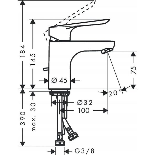 Bateria umywalkowa Hansgrohe Bateria umywalkowa Logis E 70, chrom