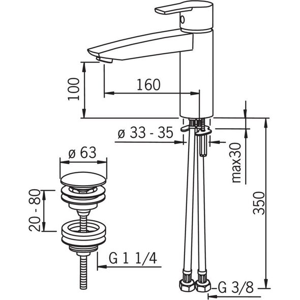 Bateria umywalkowa Oras CUBISTA BATERIA UMYWALKOWA