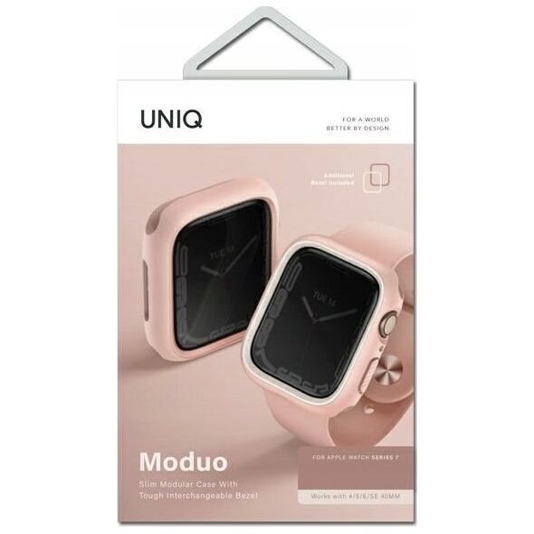 Uniq Etui UNIQ Moduo Apple Watch 4/5/6/7/8/SE 44/45mm różowy-biały/blush-white