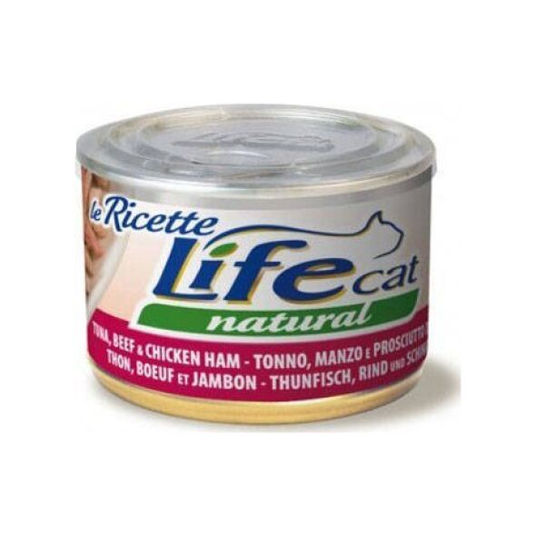 Life Pet Care LIFE CAT pusz.150g TUNA + BEEF + HAM LA RICETTE /24