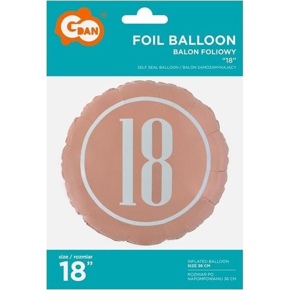 GoDan Balon foliowy 18-stka różowo złoty