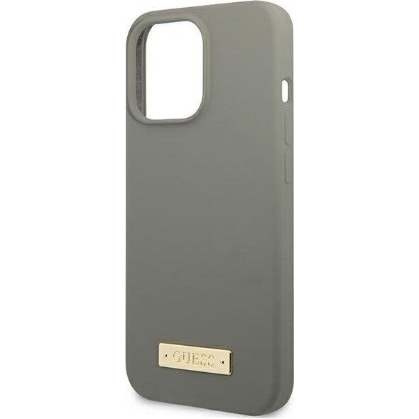 Guess Guess GUHMP13LSPLG iPhone 13 Pro / 13 6,1" szary/grey hard case Silicone Logo Plate MagSafe NoSize