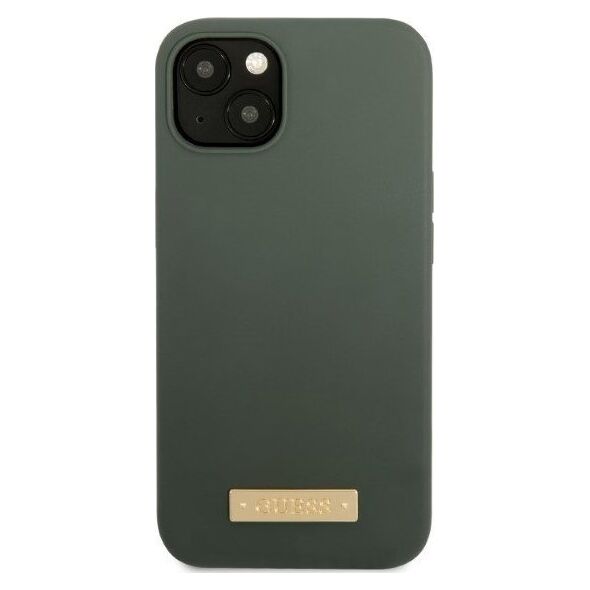 Guess Guess GUHMP13MSBPLA iPhone 13 6,1" zielony/khaki hard case Silicone Logo Plate MagSafe NoSize