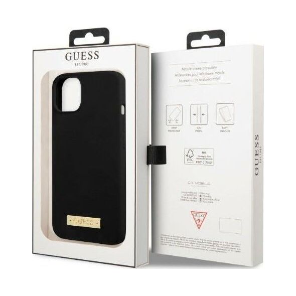 Guess Guess GUHMP13SSPLK iPhone 13 mini 5,4" czarny/black hard case Silicone Logo Plate MagSafe NoSize