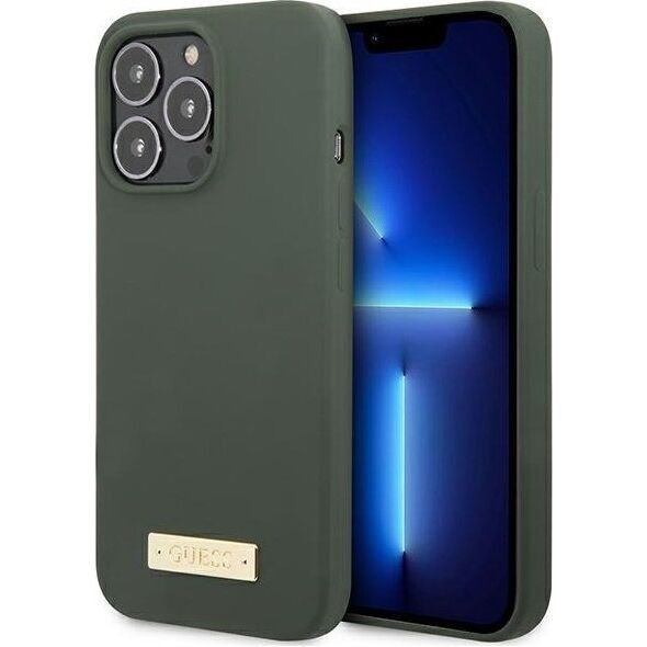 Guess Guess GUHMP13XSPLA iPhone 13 Pro Max 6,7" zielony/khaki hard case Silicone Logo Plate MagSafe NoSize