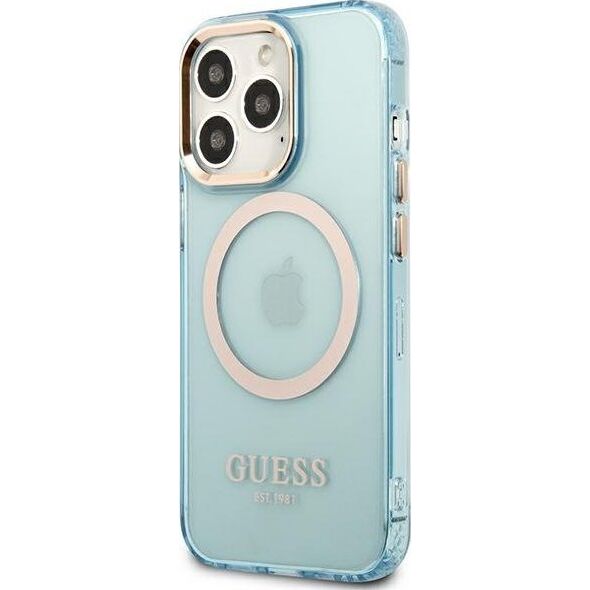 Guess Guess GUHMP13LHTCMB iPhone 13 Pro / 13 6,1" niebieski/blue hard case Gold Outline Translucent MagSafe NoSize