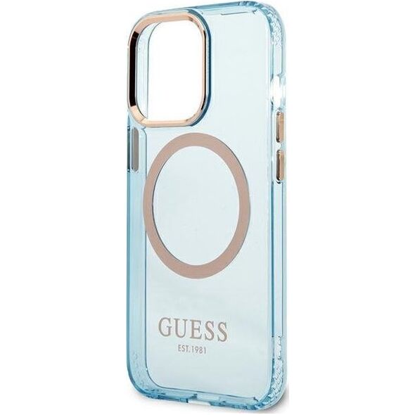 Guess Guess GUHMP13LHTCMB iPhone 13 Pro / 13 6,1" niebieski/blue hard case Gold Outline Translucent MagSafe NoSize