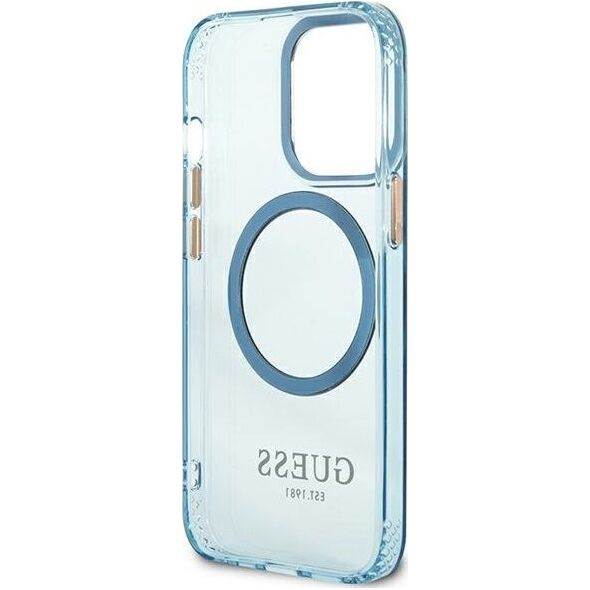 Guess Guess GUHMP13LHTCMB iPhone 13 Pro / 13 6,1" niebieski/blue hard case Gold Outline Translucent MagSafe NoSize