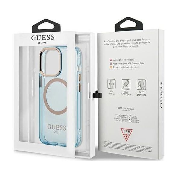 Guess Guess GUHMP13LHTCMB iPhone 13 Pro / 13 6,1" niebieski/blue hard case Gold Outline Translucent MagSafe NoSize