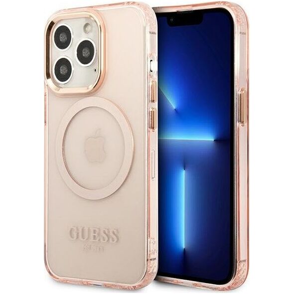 Guess Guess GUHMP13XHTCMP iPhone 13 Pro Max 6,7" różowy/pink hard case Gold Outline Translucent MagSafe NoSize