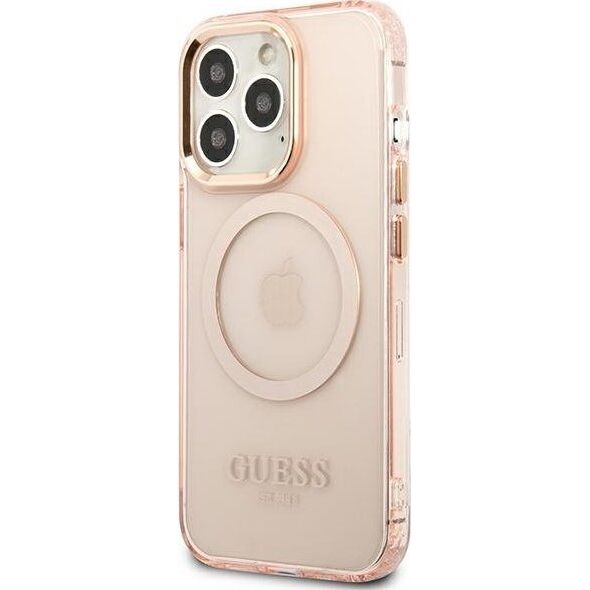 Guess Guess GUHMP13XHTCMP iPhone 13 Pro Max 6,7" różowy/pink hard case Gold Outline Translucent MagSafe NoSize