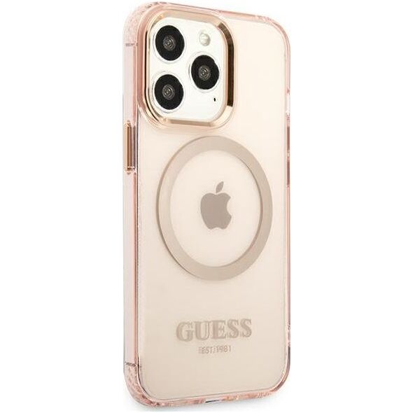 Guess Guess GUHMP13XHTCMP iPhone 13 Pro Max 6,7" różowy/pink hard case Gold Outline Translucent MagSafe NoSize