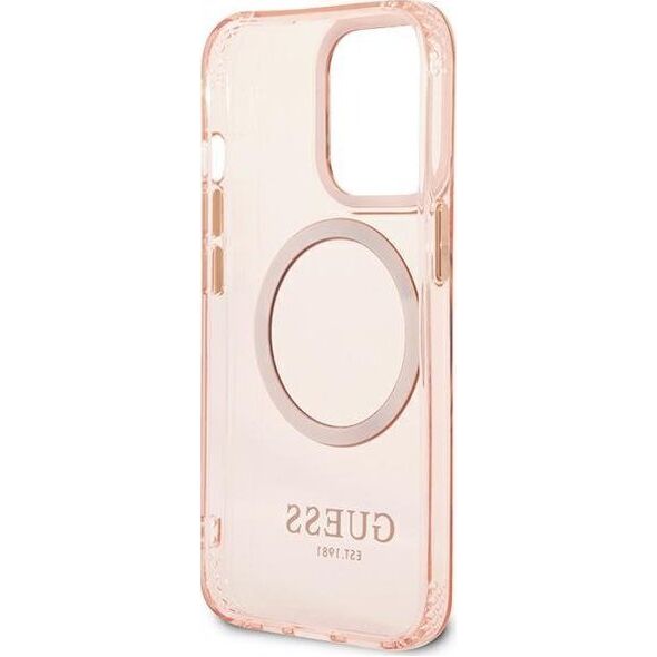 Guess Guess GUHMP13XHTCMP iPhone 13 Pro Max 6,7" różowy/pink hard case Gold Outline Translucent MagSafe NoSize