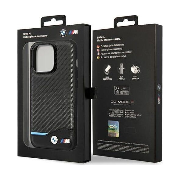 BMW Etui BMW BMHCP14L22NBCK iPhone 14 Pro 6,1" czarny/black Leather Carbon
