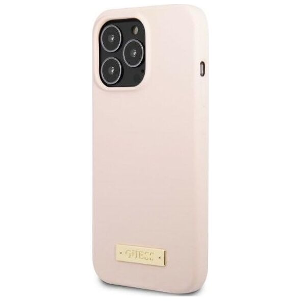 Guess Guess GUHMP13LSPLP iPhone 13 Pro / 13 6,1" różowy/pink hard case Silicone Logo Plate MagSafe NoSize