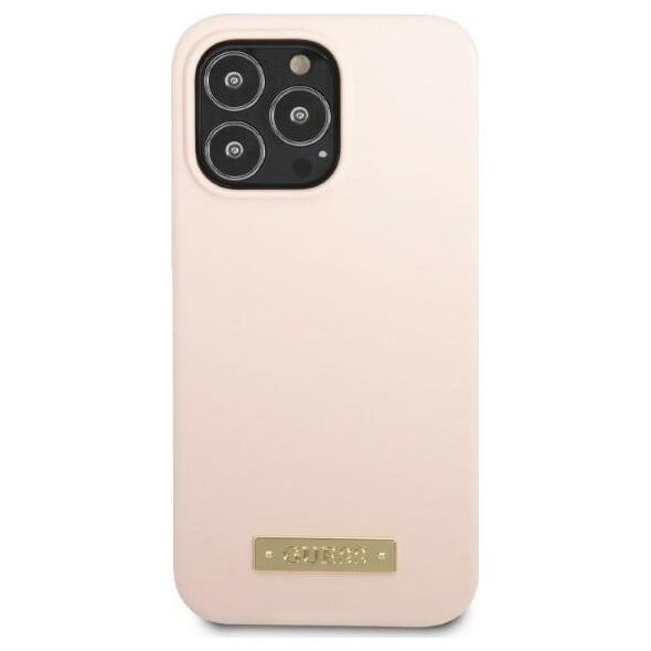 Guess Guess GUHMP13LSPLP iPhone 13 Pro / 13 6,1" różowy/pink hard case Silicone Logo Plate MagSafe NoSize