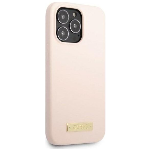 Guess Guess GUHMP13LSPLP iPhone 13 Pro / 13 6,1" różowy/pink hard case Silicone Logo Plate MagSafe NoSize
