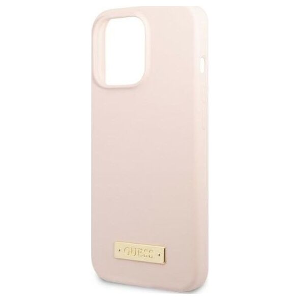 Guess Guess GUHMP13LSPLP iPhone 13 Pro / 13 6,1" różowy/pink hard case Silicone Logo Plate MagSafe NoSize