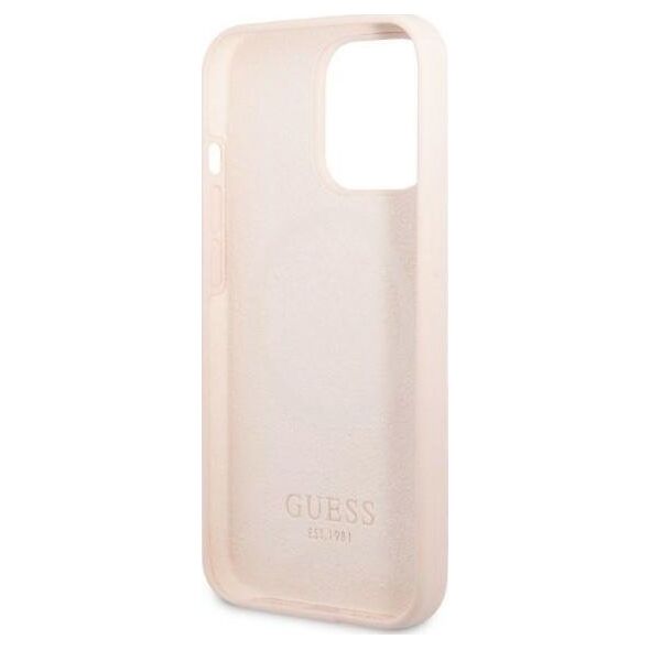 Guess Guess GUHMP13LSPLP iPhone 13 Pro / 13 6,1" różowy/pink hard case Silicone Logo Plate MagSafe NoSize