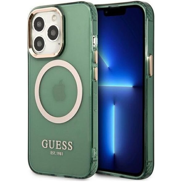 Guess Guess GUHMP13LHTCMA iPhone 13 Pro / 13 6,1" zielony/khaki hard case Gold Outline Translucent MagSafe NoSize