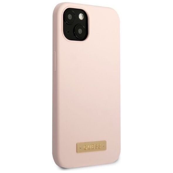 Guess Guess GUHMP13SSBPLP iPhone 13 mini 5,4" różowy/pink hard case Silicone Logo Plate MagSafe NoSize